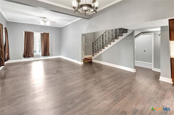 Chandelier, Empty room, Interior, Wood Texture Flooring