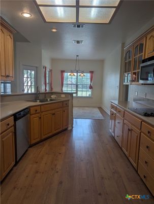Interior, Kitchen, Pendant Lights, Recessed Lighting, Wood Texture Flooring
