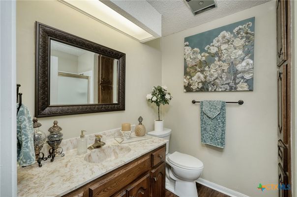 Bathroom, Interior, Tile Countertops, Wood Texture Flooring