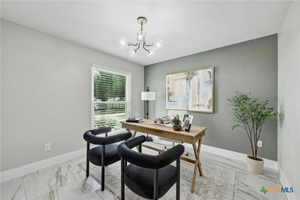 Home Office, Interior, Marble, Pendant Lights