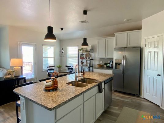 Interior, Kitchen, Pendant Lights, Stainless Steel Appliances, Wood Texture Flooring