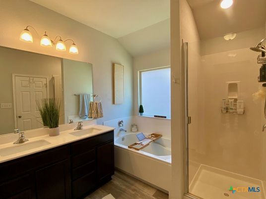 Bathroom, Dual Sink Vanities, Interior, Wood Texture Flooring