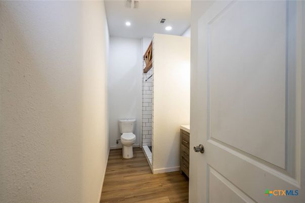 Bathroom, Interior, Recessed Lighting, Wood Texture Flooring