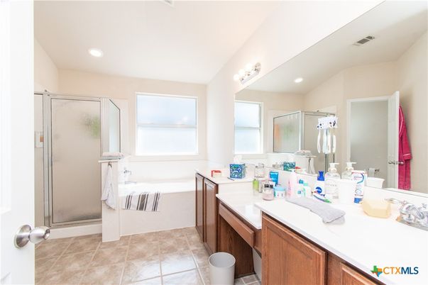 Bathroom, Dual Sink Vanities, Glass Shower, Interior, Recessed Lighting