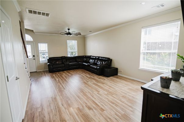Interior, Living room, Recessed Lighting, Wood Texture Flooring