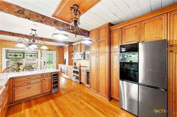 Interior, Kitchen, Pendant Lights, Wood Texture Flooring