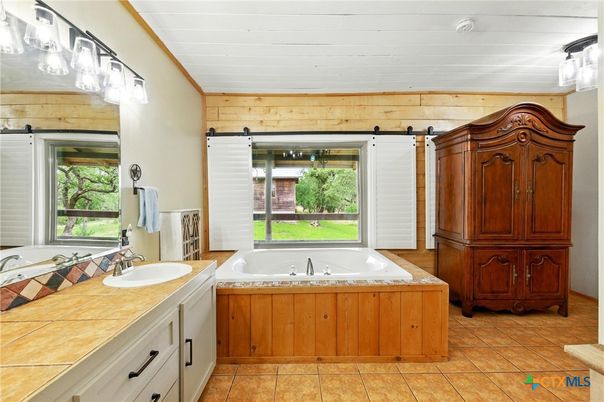 Bathroom, Interior, Tile Countertops, Wooden Walls