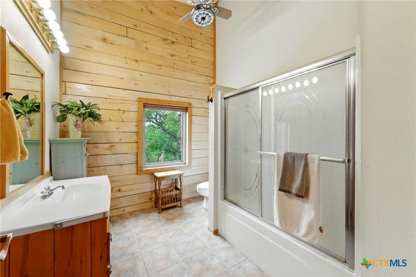 Bathroom, Glass Shower, Interior, Wooden Walls