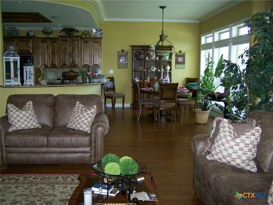 Dining room, Interior, Kitchen, Living room, Pendant Lights, Wood Texture Flooring