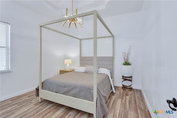 Bedroom, Interior, Pendant Lights, Wood Texture Flooring