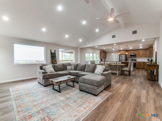 Dining room, Interior, Kitchen, Living room, Pendant Lights, Recessed Lighting, Stainless Steel Appliances, Wood Texture Flooring