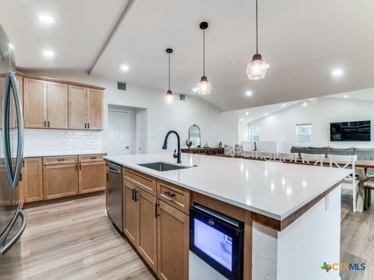 Interior, Kitchen, Pendant Lights, Recessed Lighting, Wood Texture Flooring