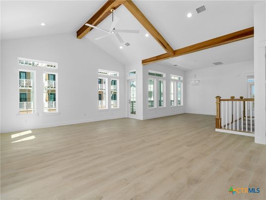 Empty room, Interior, Recessed Lighting, Wooden Beams, Wood Texture Flooring
