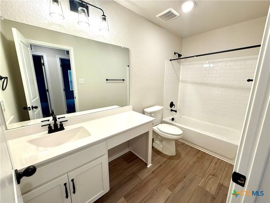 Bathroom, Interior, Recessed Lighting, Wood Texture Flooring