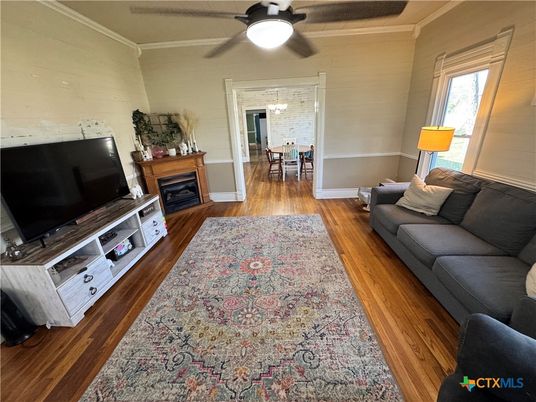 Dining room, Fireplace, Interior, Living room, Wood Texture Flooring