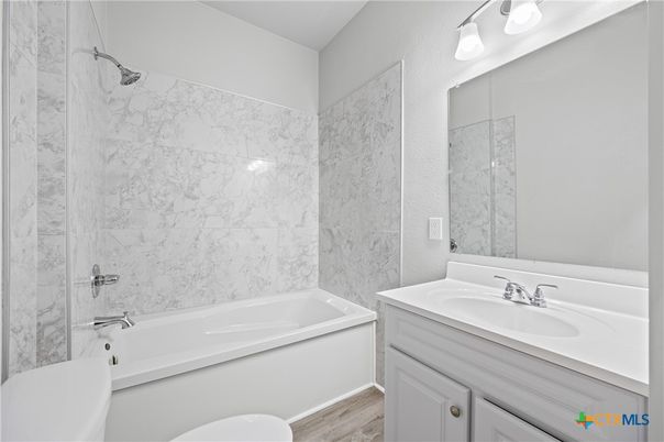 Bathroom, Interior, Marble Walls, Wood Texture Flooring