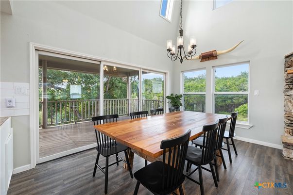 Chandelier, Dining room, Interior, Wood Texture Flooring