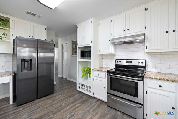 Interior, Kitchen, Stainless Steel Appliances, Wood Texture Flooring