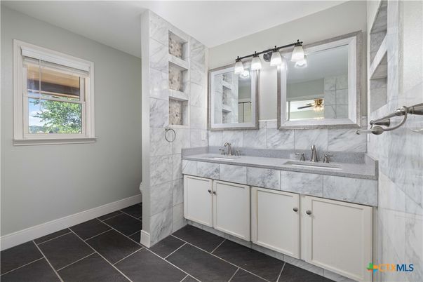 Bathroom, Dual Sink Vanities, Interior, Marble Walls