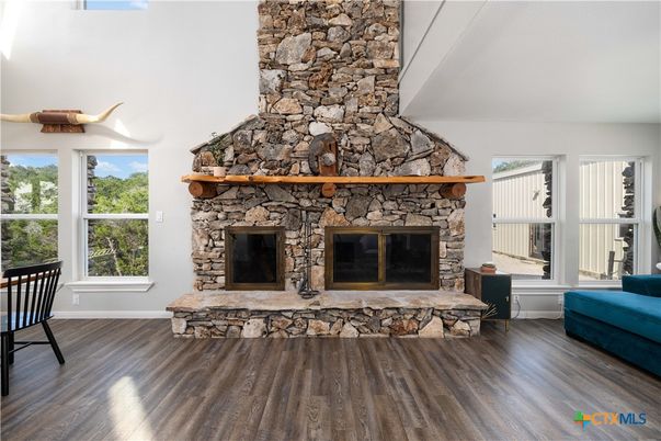 Fireplace, Interior, Stone Walls, Wood Texture Flooring