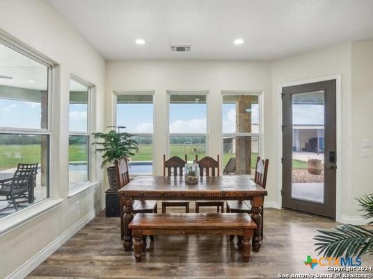 Dining room, Interior, Recessed Lighting, Water, Wood Texture Flooring