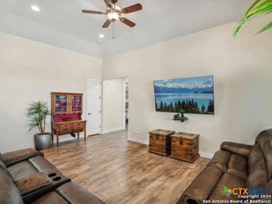 Interior, Living room, Recessed Lighting, Wood Texture Flooring
