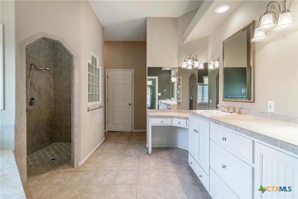 Bathroom, Dual Sink Vanities, Glass Shower, Interior, Recessed Lighting