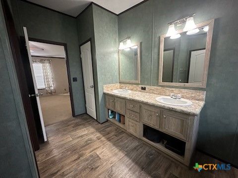 Bathroom, Dual Sink Vanities, Interior, Wood Texture Flooring