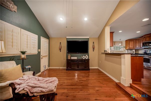 Interior, Kitchen, Recessed Lighting, Wood Texture Flooring