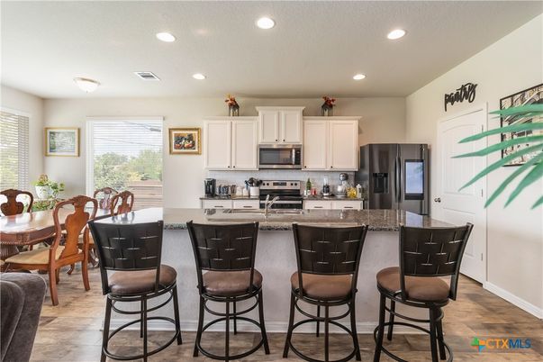 Dining room, Interior, Kitchen, Recessed Lighting, Wood Texture Flooring