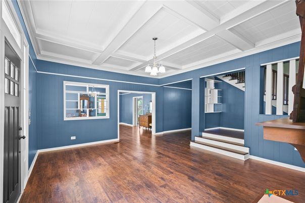 Empty room, Interior, Pendant Lights, Wood Texture Flooring