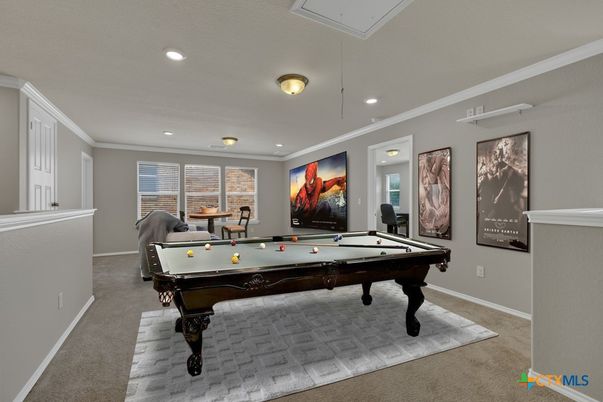 Billiard Table, Game Room, Interior, Recessed Lighting