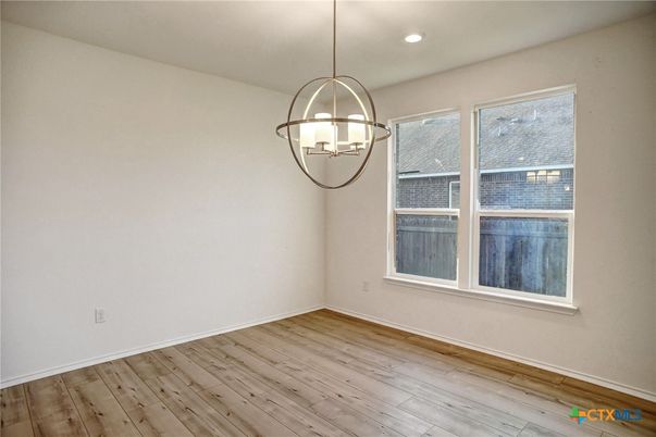 Empty room, Interior, Pendant Lights, Recessed Lighting, Wood Texture Flooring