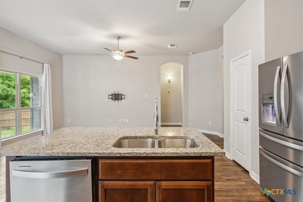 Interior, Kitchen, Stainless Steel Appliances, Wood Texture Flooring