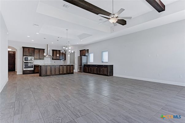 Chandelier, Interior, Kitchen, Pendant Lights, Recessed Lighting, Stainless Steel Appliances