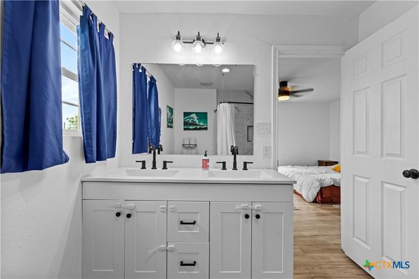 Bathroom, Bedroom, Dual Sink Vanities, Interior, Wood Texture Flooring