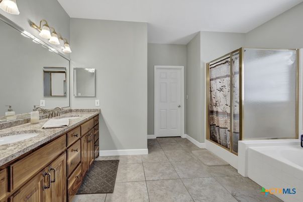 Bathroom, Dual Sink Vanities, Glass Shower, Interior