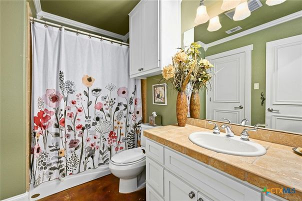 Bathroom, Interior, Tile Countertops, Wood Texture Flooring