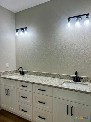 Bathroom, Dual Sink Vanities, Interior, Wood Texture Flooring