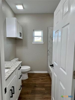 Bathroom, Interior, Marble Walls, Wood Texture Flooring