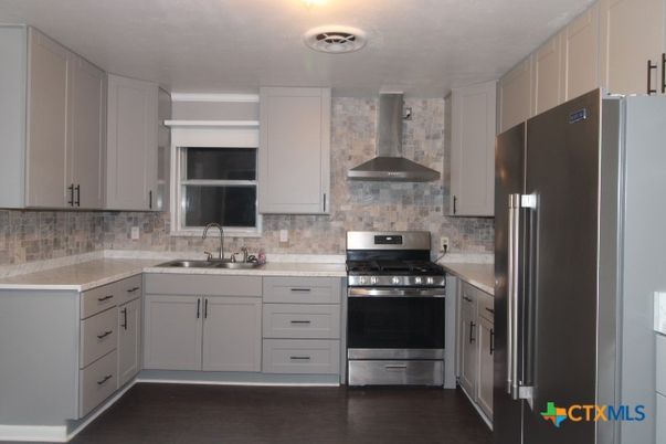 Interior, Kitchen, Stainless Steel Appliances, Wood Texture Flooring