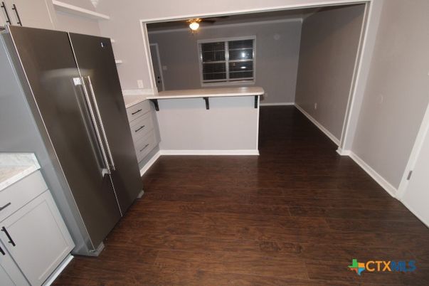 Interior, Kitchen, Stainless Steel Appliances, Wood Texture Flooring