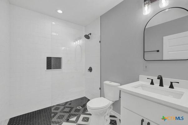 Bathroom, Glass Shower, Interior, Recessed Lighting