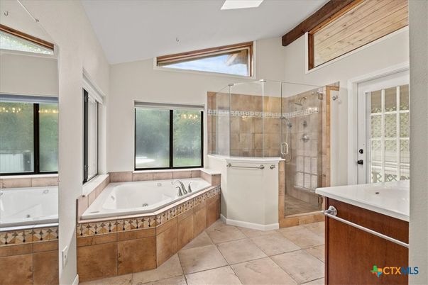 Bathroom, Glass Shower, Interior, Wooden Beams