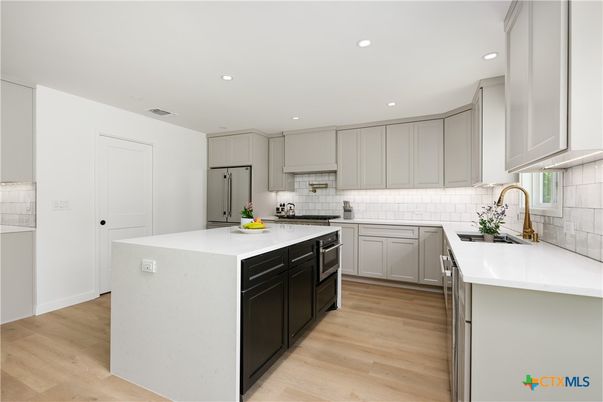 Interior, Kitchen, Recessed Lighting, Wood Texture Flooring