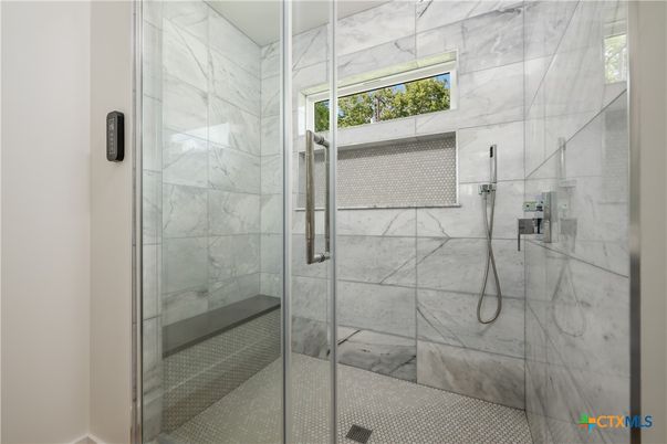 Bathroom, Glass Shower, Interior, Marble Walls