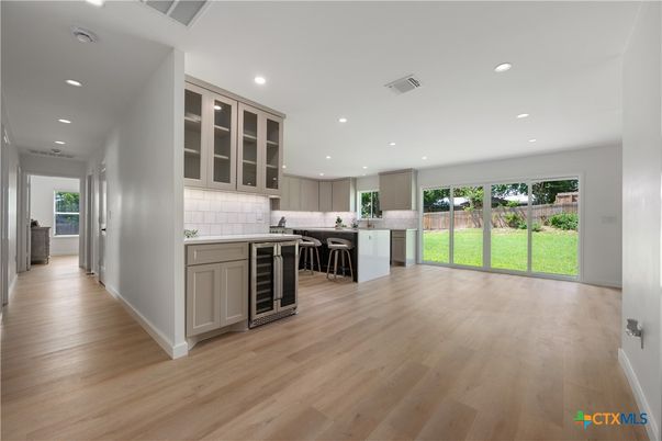 Interior, Kitchen, Recessed Lighting, Wood Texture Flooring