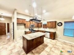 Chandelier, Interior, Kitchen, Pendant Lights, Recessed Lighting, Stainless Steel Appliances