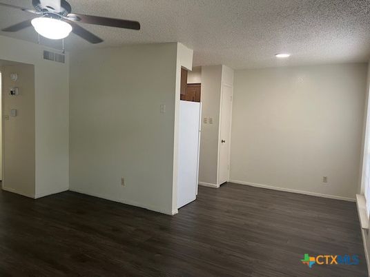 Empty room, Interior, Kitchen, Recessed Lighting, Wood Texture Flooring