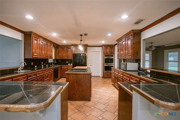 Interior, Kitchen, Pendant Lights, Recessed Lighting, Tile Countertops